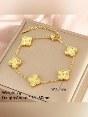 Bracelet Gold Floral Clover Chain Bracelet - Women Jewelry
